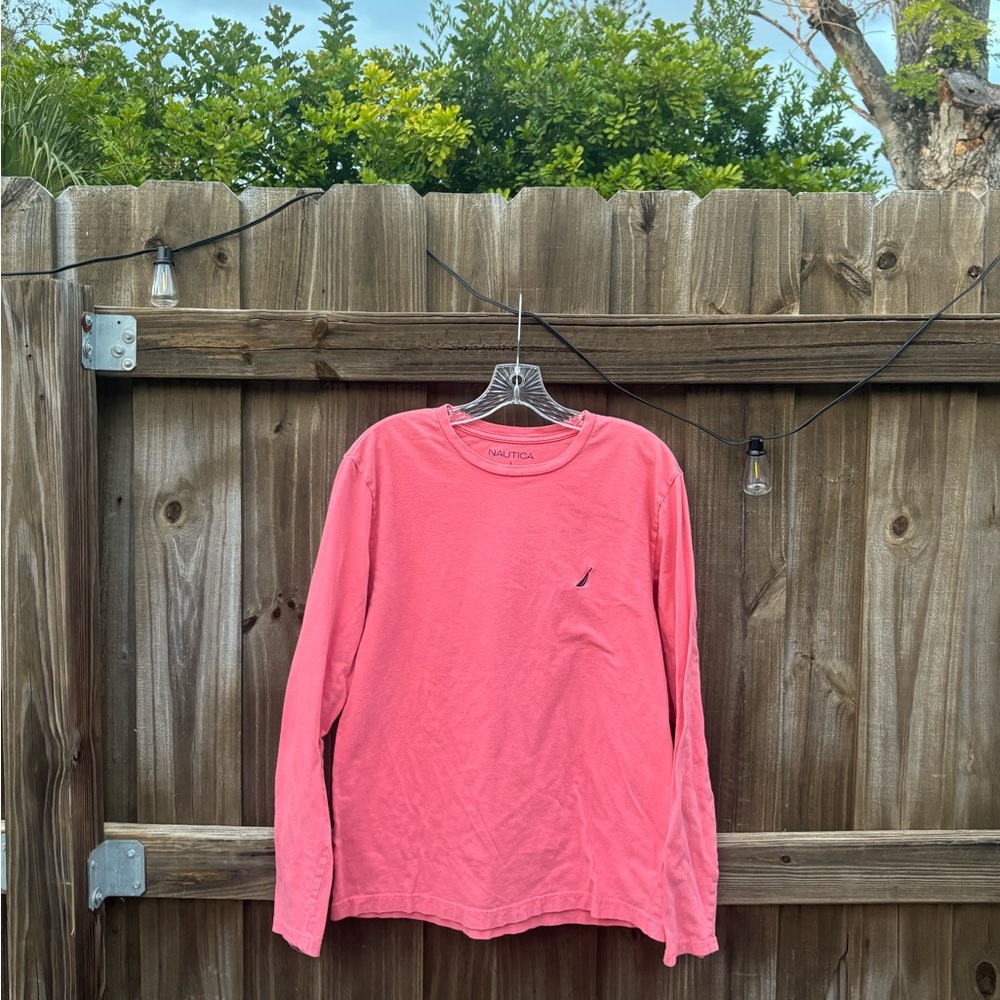 Mens Nautica Pink Long Sleeve Shirt
